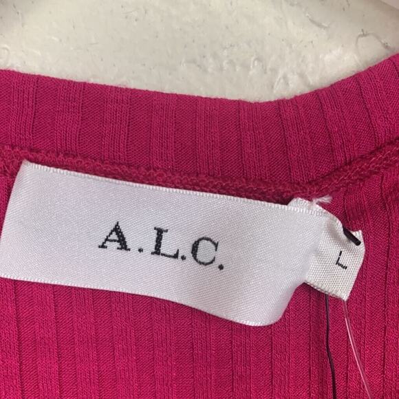 ALC Dress Womens Size Large Pink Bea Ribbed Sleeveless Asymmetric Cocktail New - Picture 3 of 6